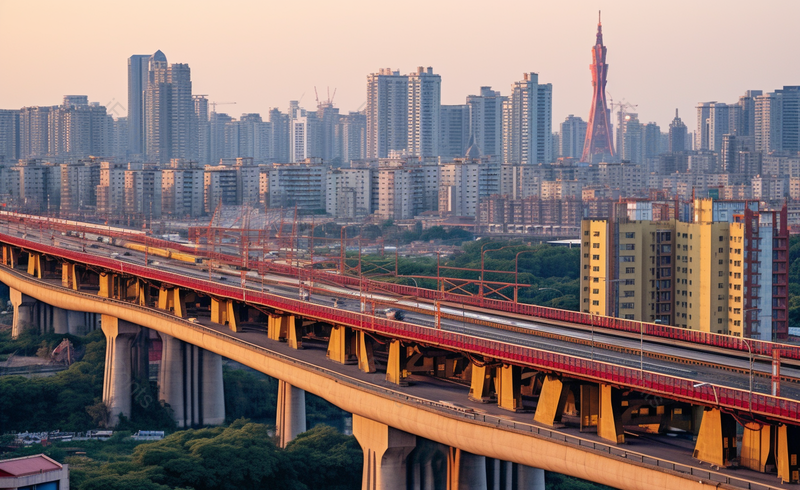 建在城市中的高架立交桥摄影实拍,高清,摄影图,摄影图片,图片大全,摄影图免费下载
